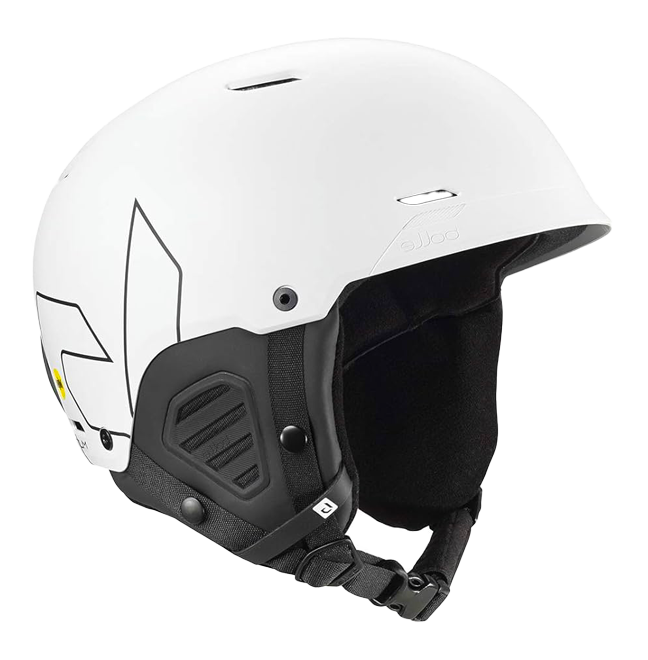 White ski helmet with black pattern at the back (suggestion page)