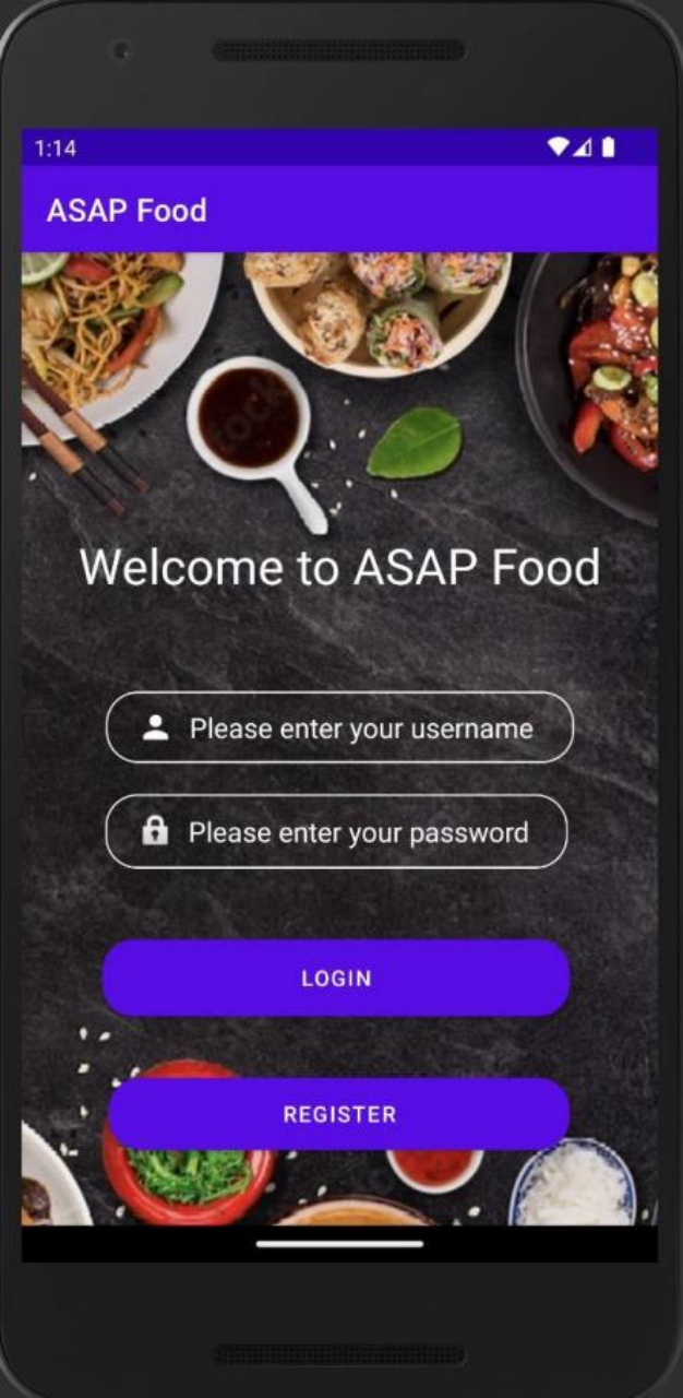 ASAP Food Login Page