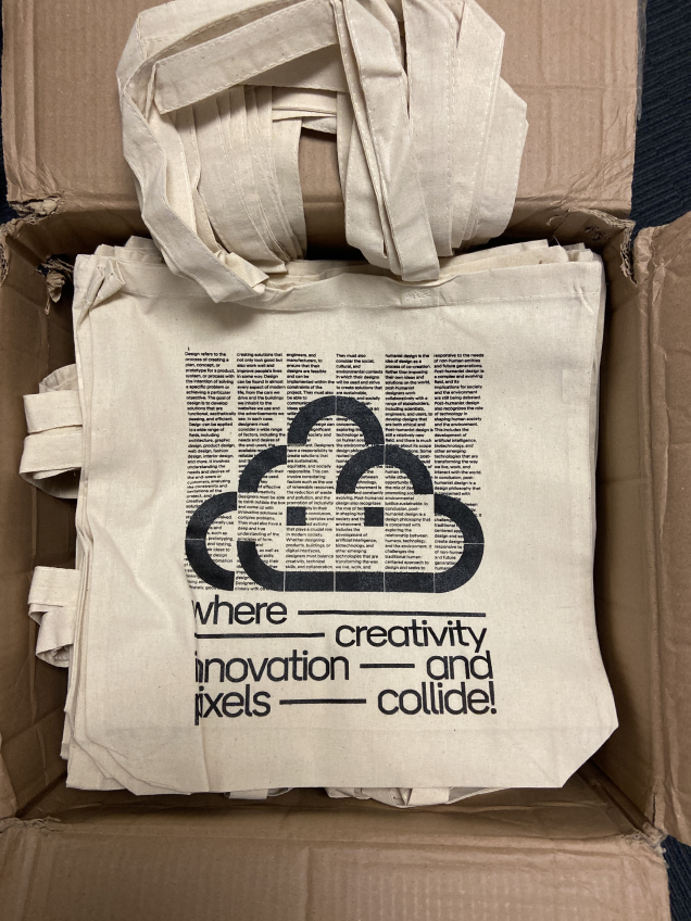 physical totebag with cloud illustration