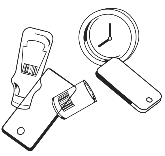 drawing of an iphone and clock