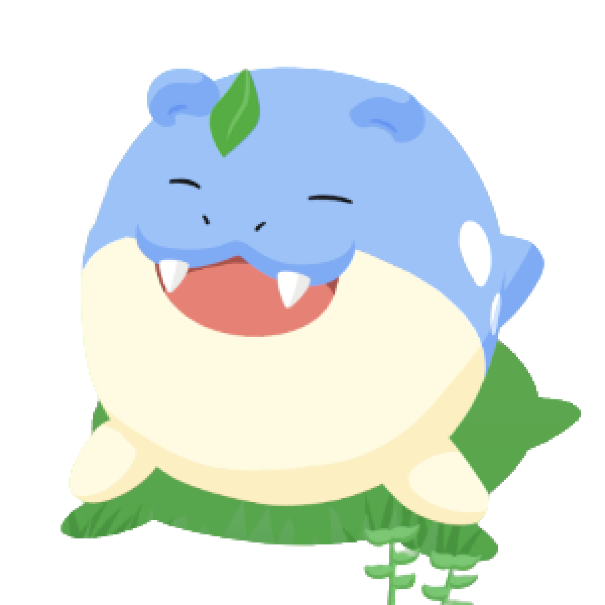 Image of seal pokemon lying in grass named Spheal