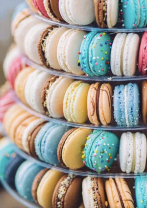 A picture of a stack of macarons