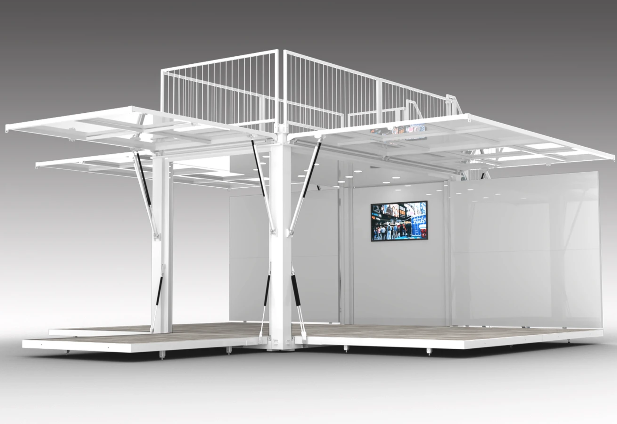 Early 3D concept renders of the Trendi tradeshow booth