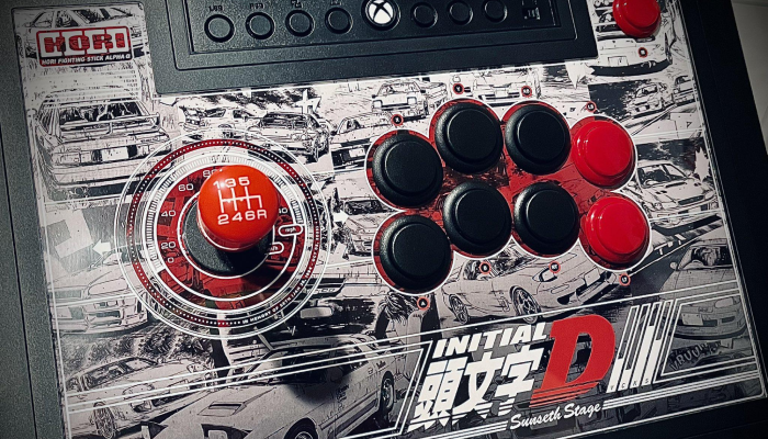 HORI arcade stick with Initial D artwork.