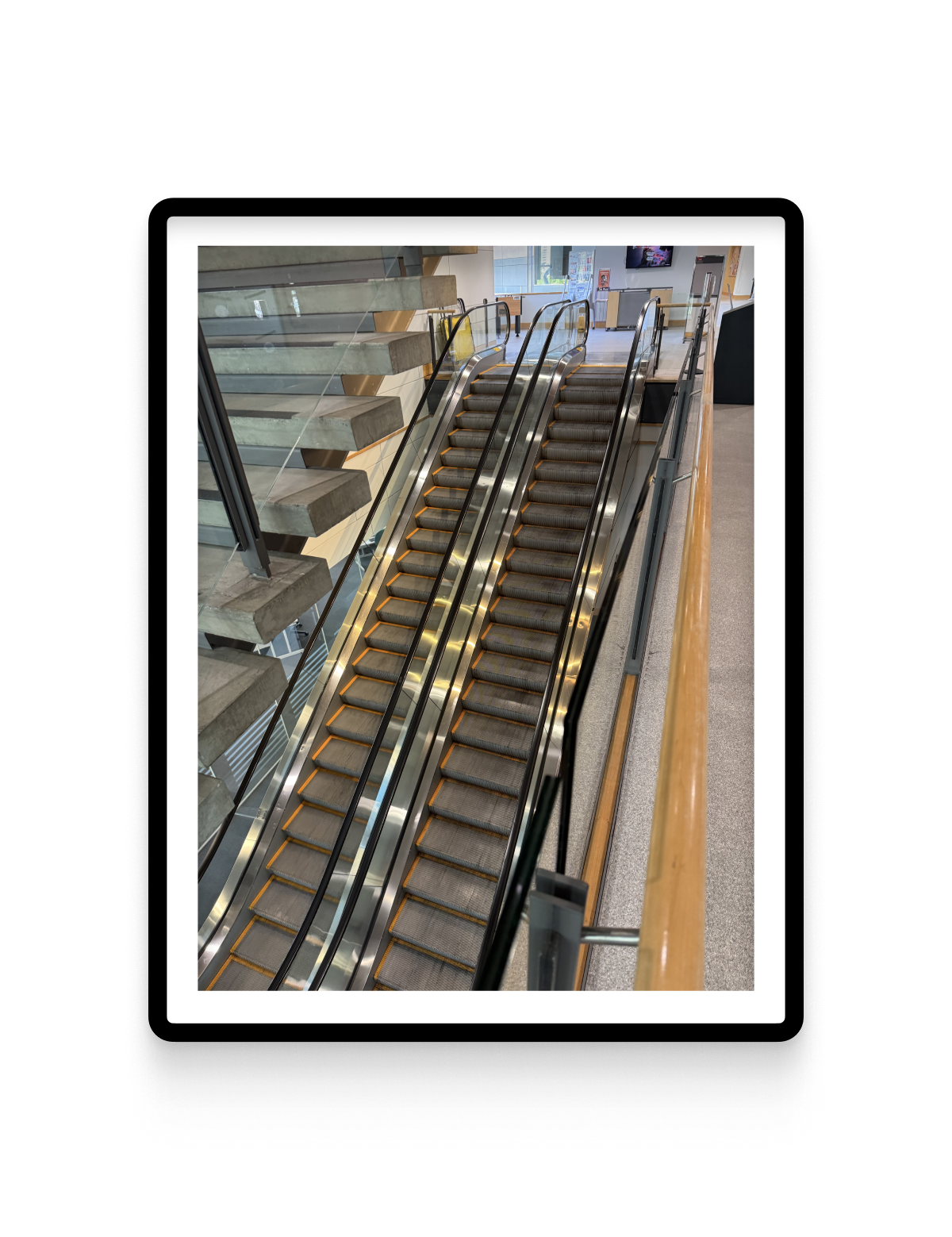 Framed print of an escalator