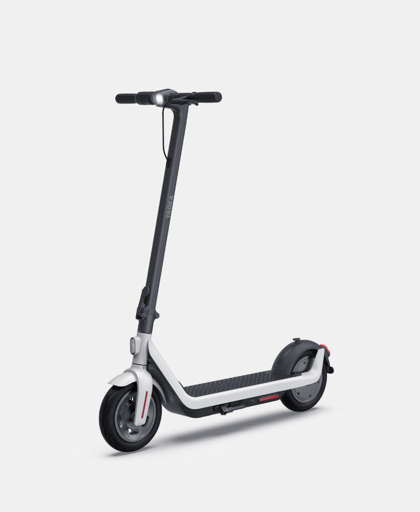 a electric scooter with black handle and silver decoration