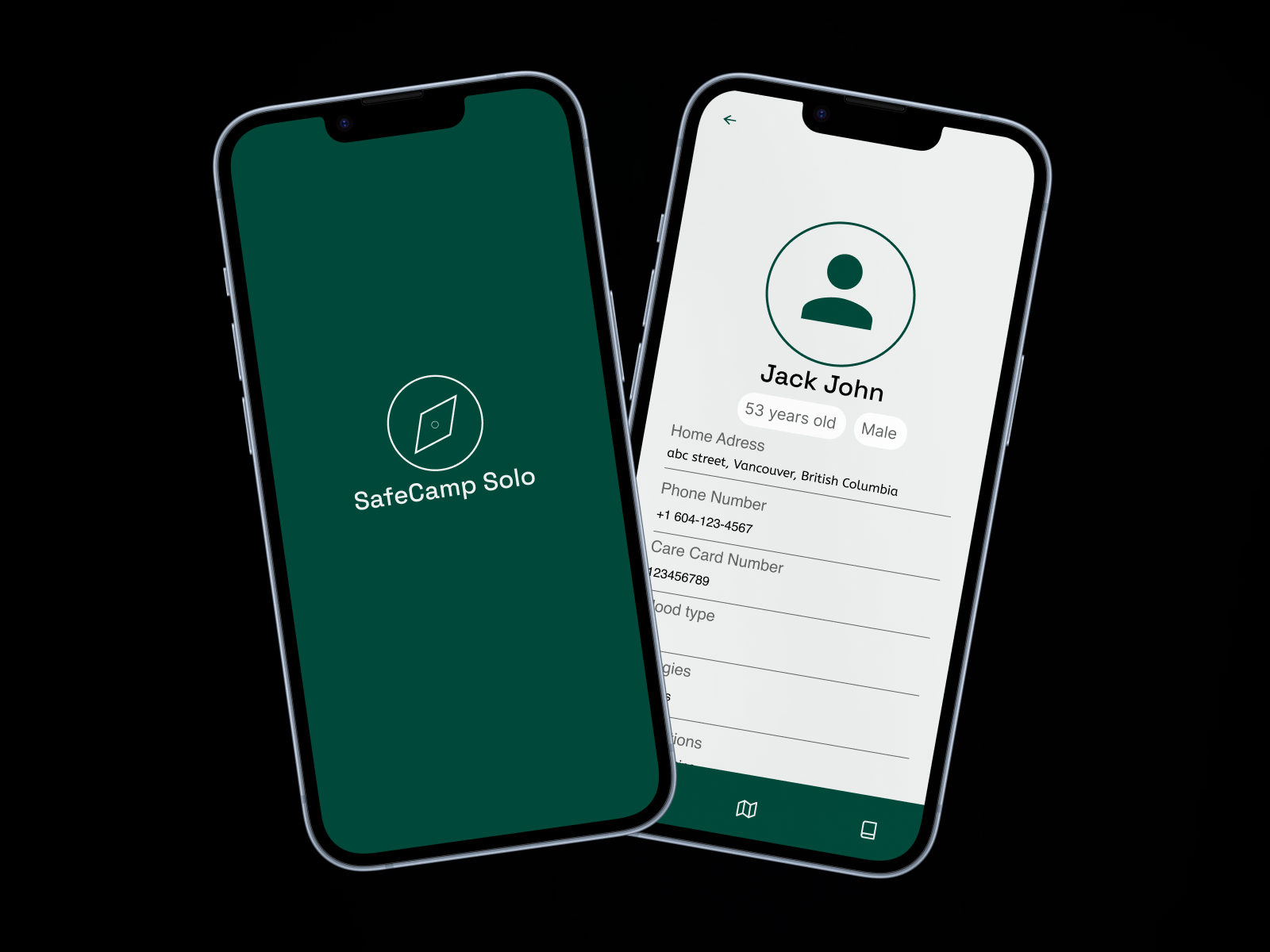 safeCamp Solo app glimpse