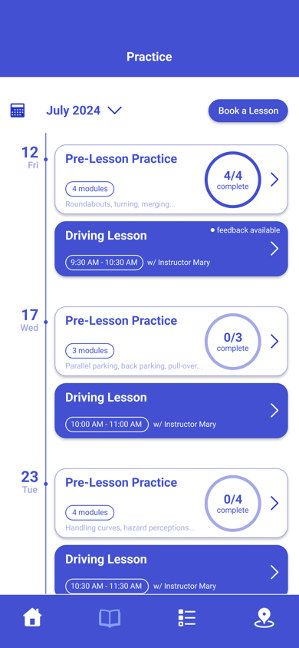 Get Driving mobile app - Pre Driving lesson Feature