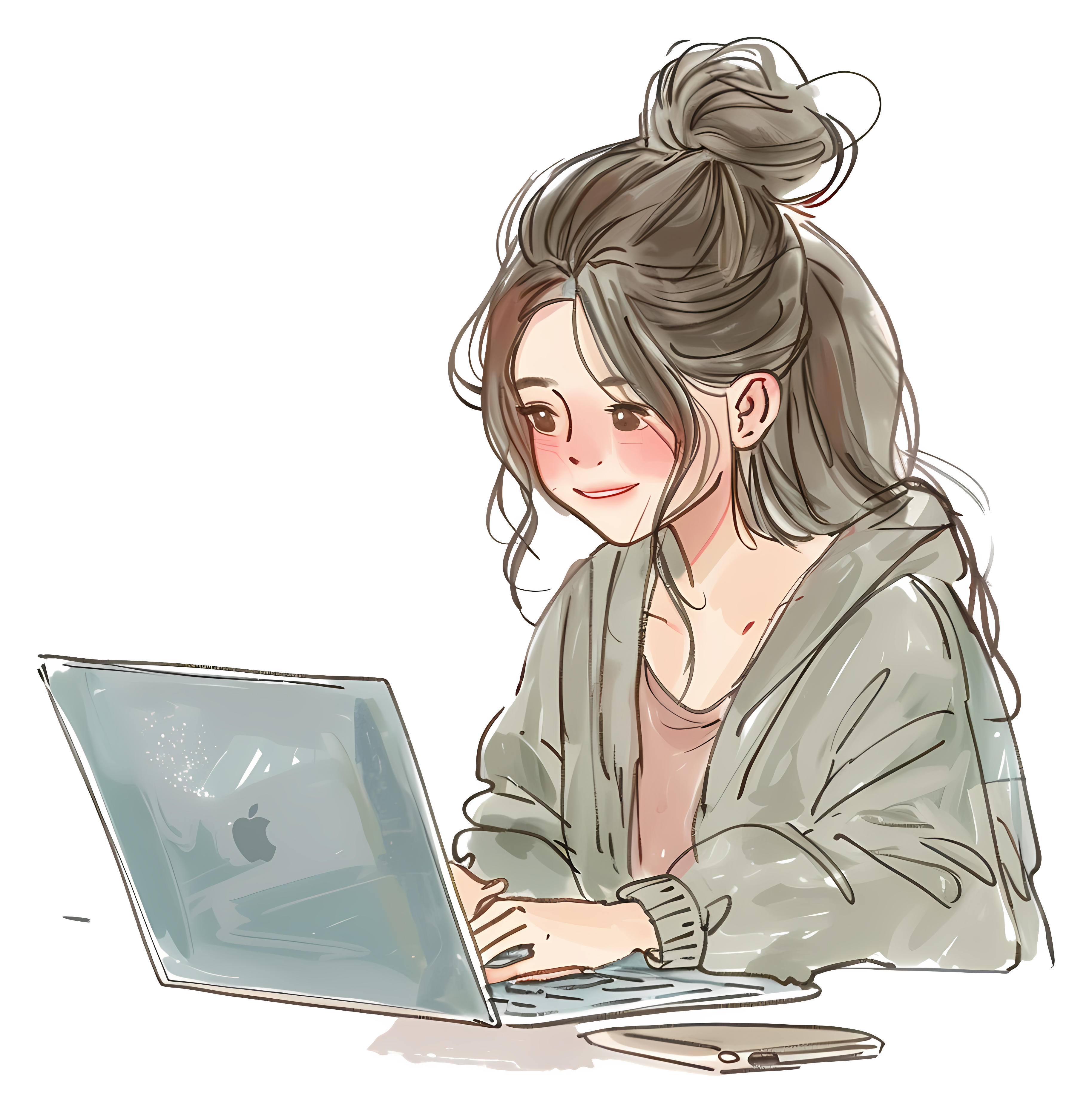 A girl is woking on her laptop