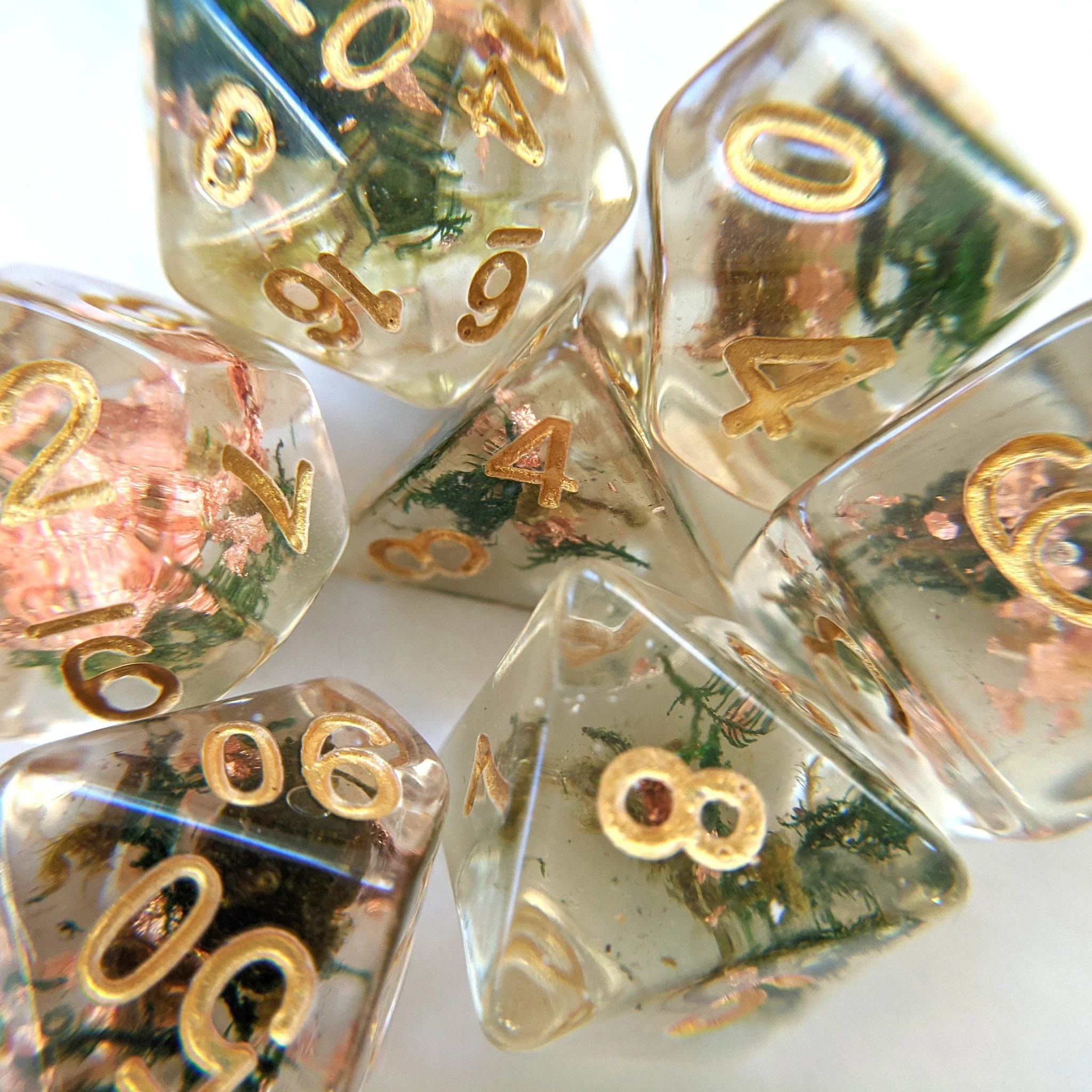 Moss and copper dice