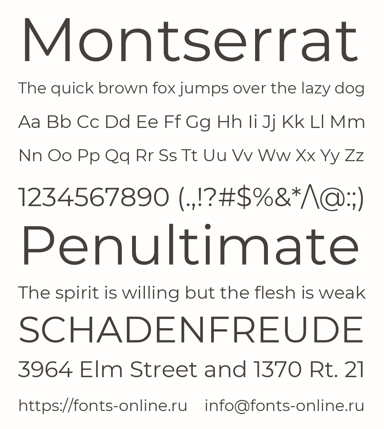 Montserrat font characters