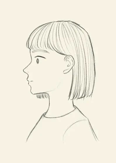 A self-portrait sketch of a side profile