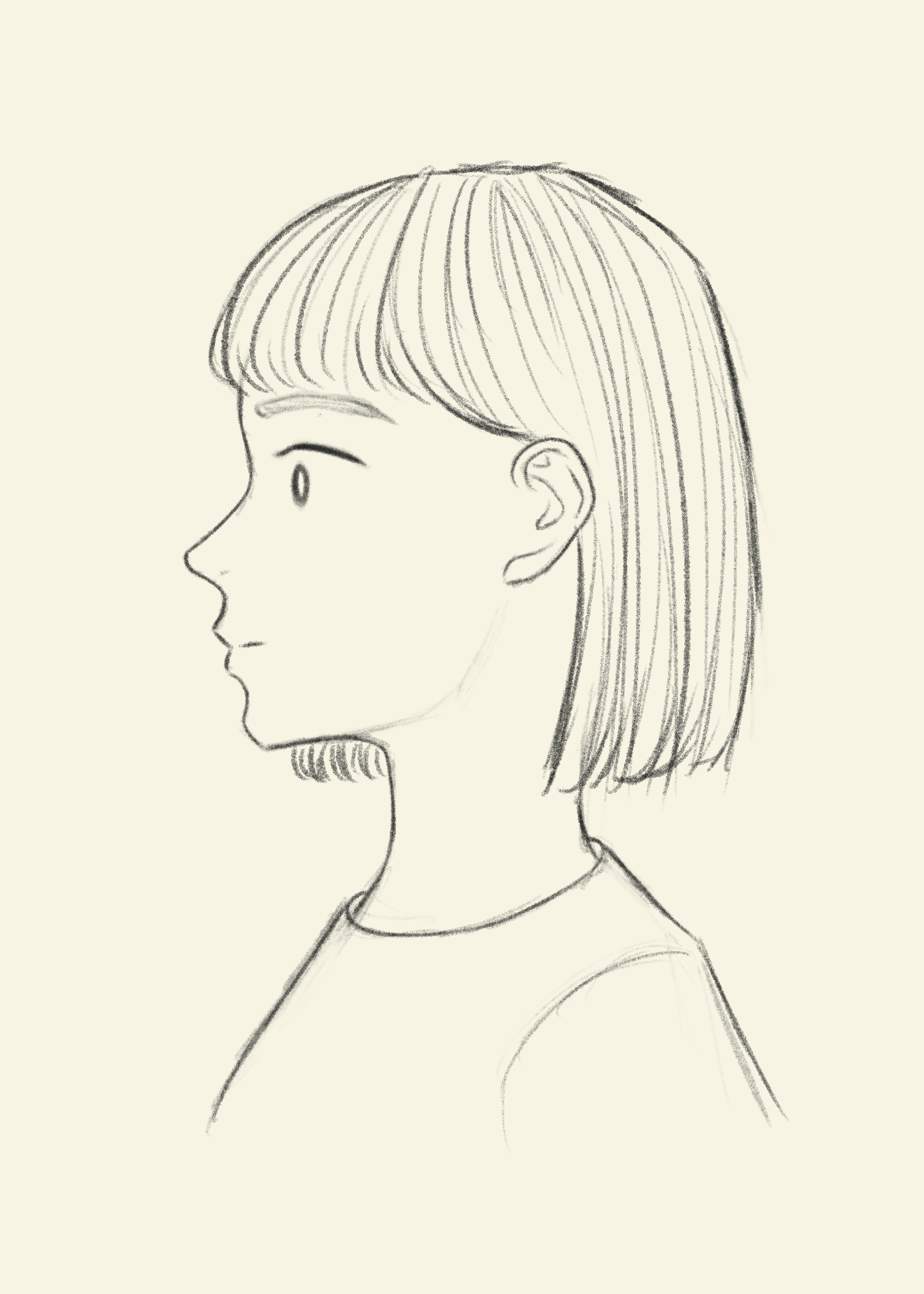 A self-portrait sketch of a side profile