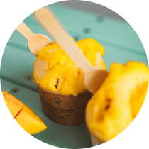 mango ice cream in a cup