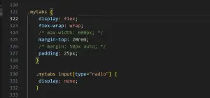 The image of CSS code about how to achieve tab changing effect.