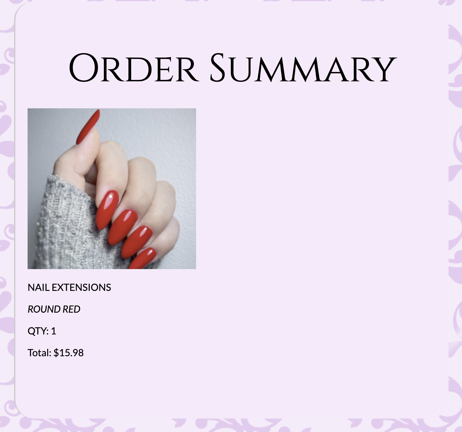 Order Summary Final Design