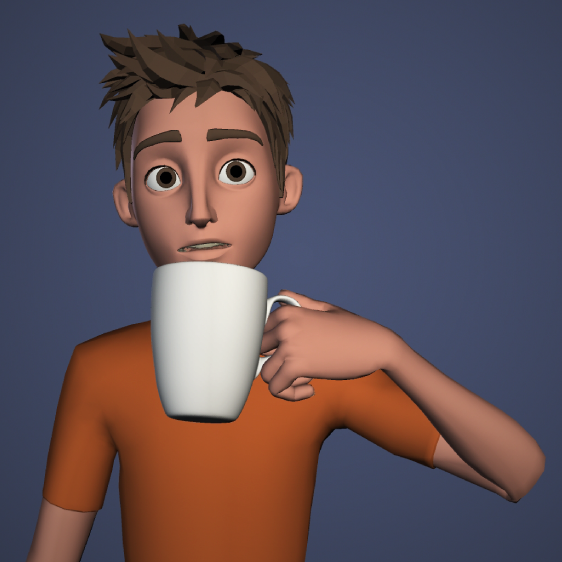 A young man holding a coffee mug