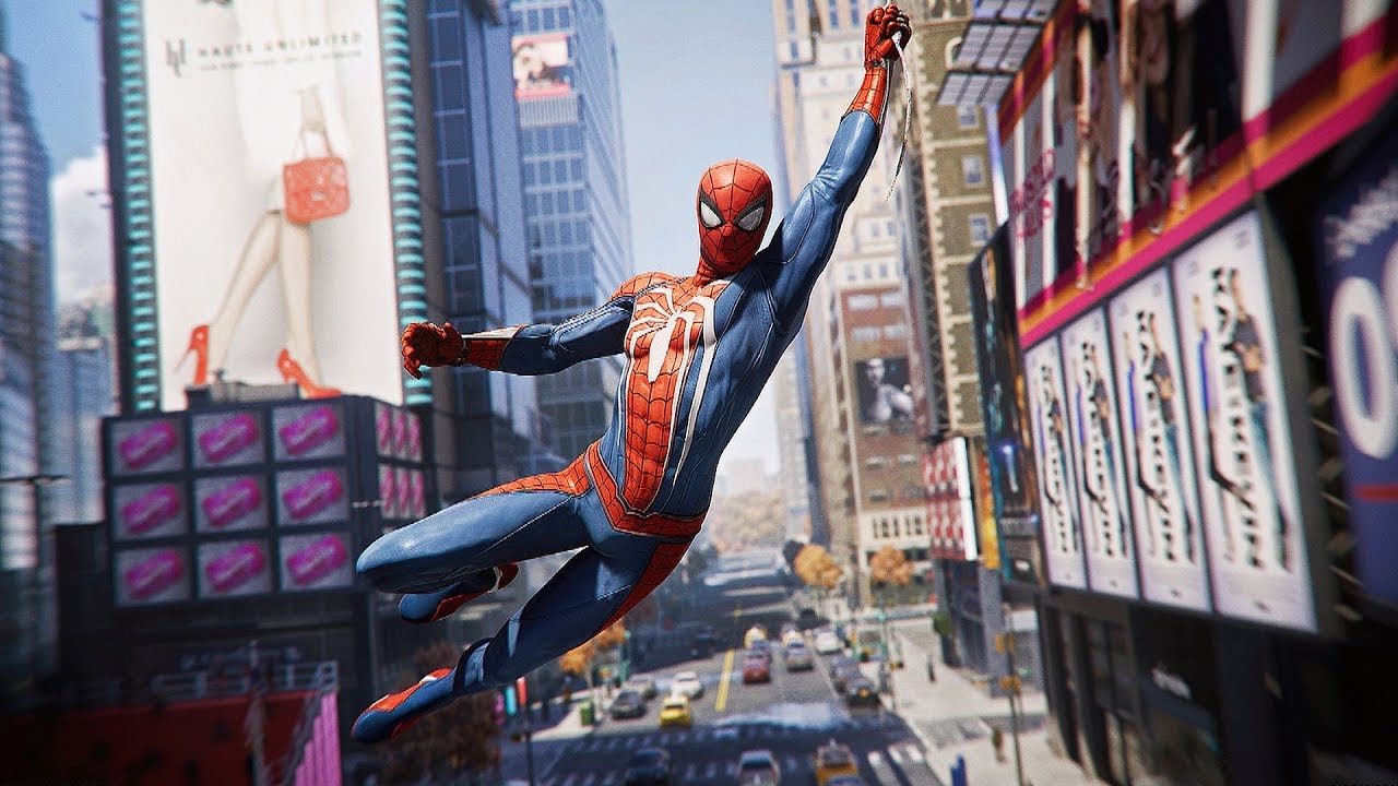 Spiderman screenshot swinging