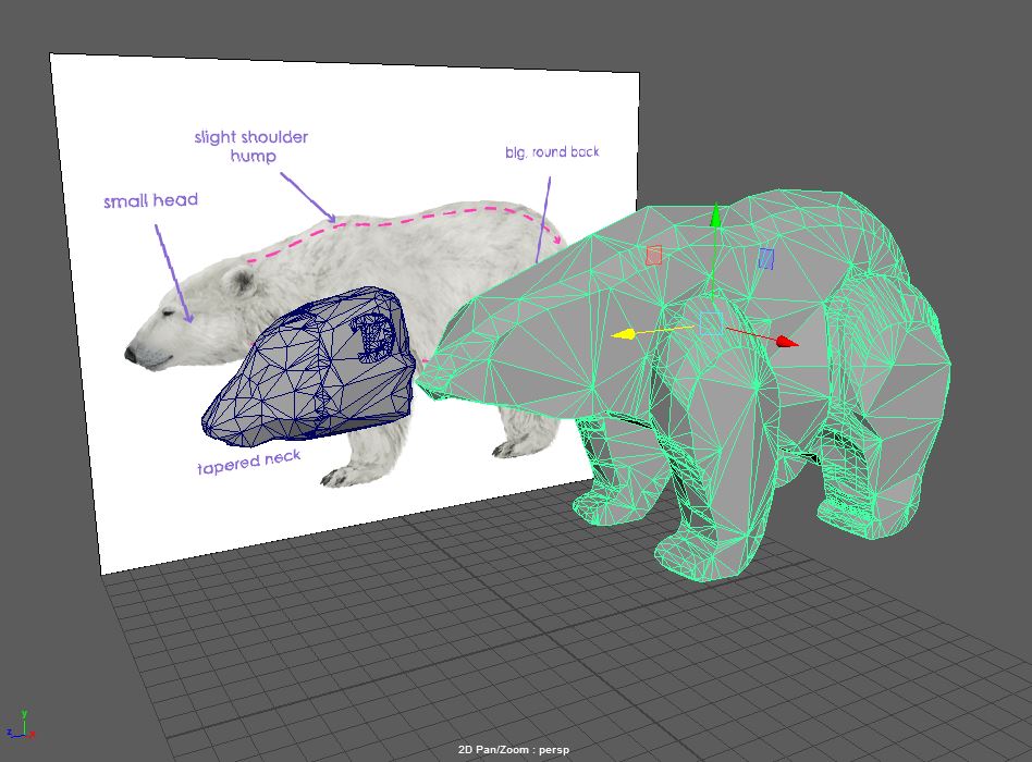 A low-poly 3D model of a polar bear with the body and the head in separate polygons