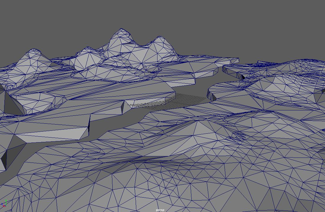 A low-poly 3D model of a terrain cracking