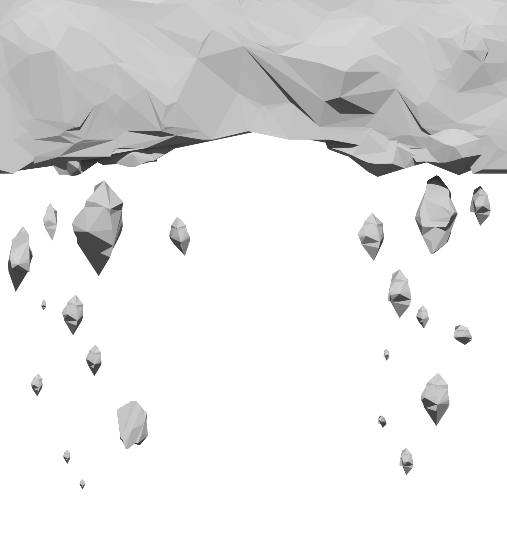 A gray low-poly crumbling header image