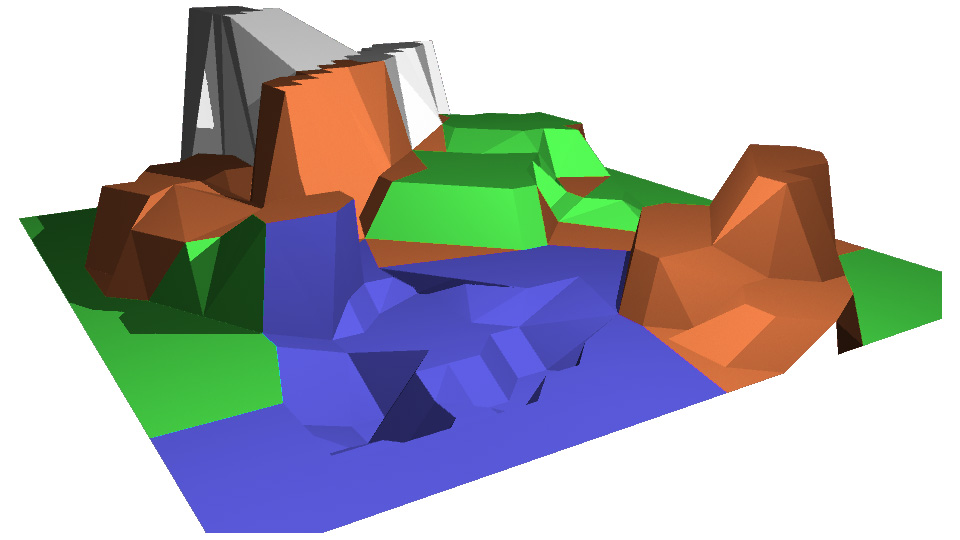 A low-poly landscape in the early stages of Jameson's practice
