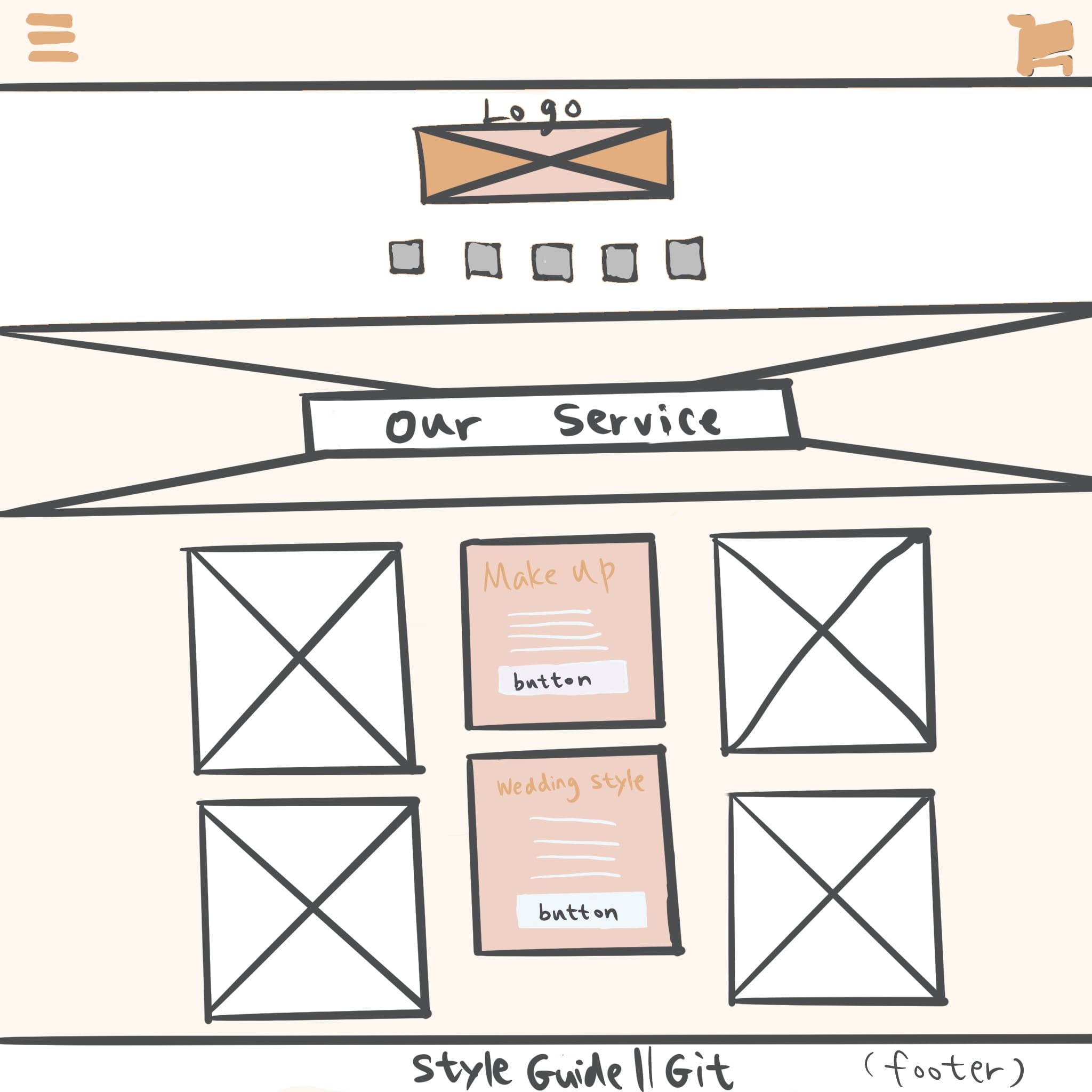 wireframes of the website product list