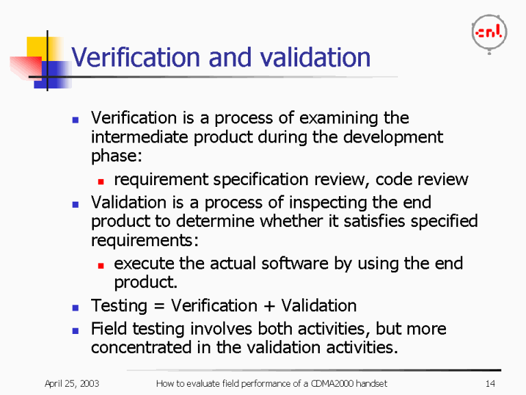 Verification And Validation