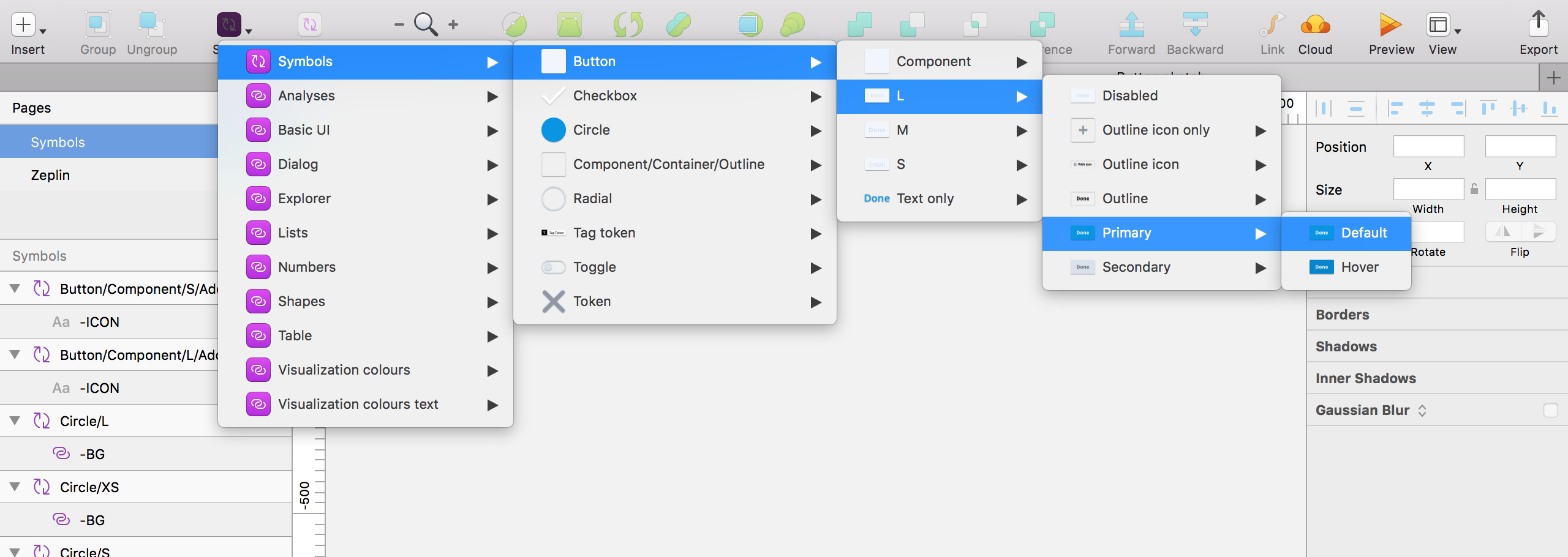 image of UI component structure on Sketch