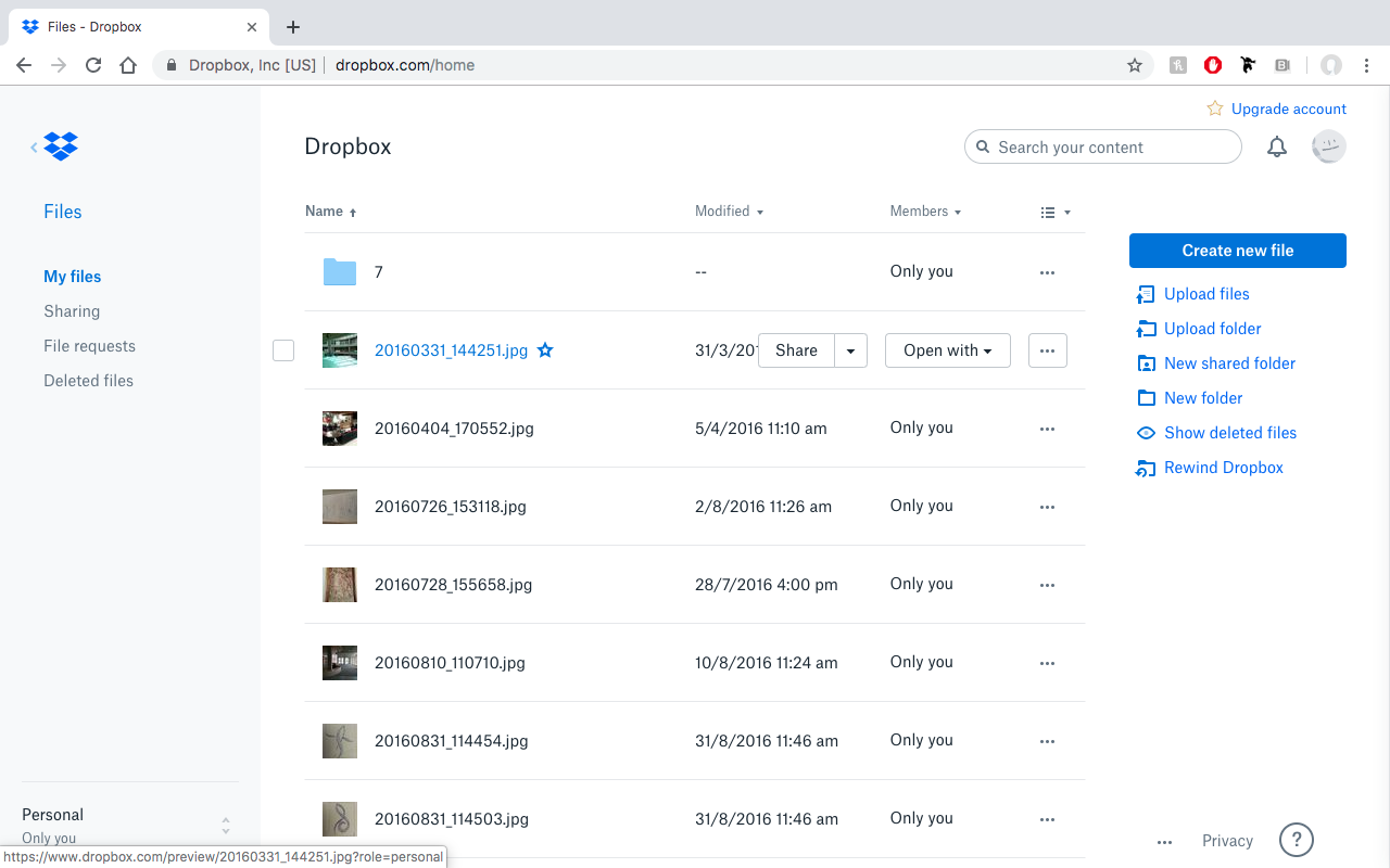 image of Dropbox multi selection pattern