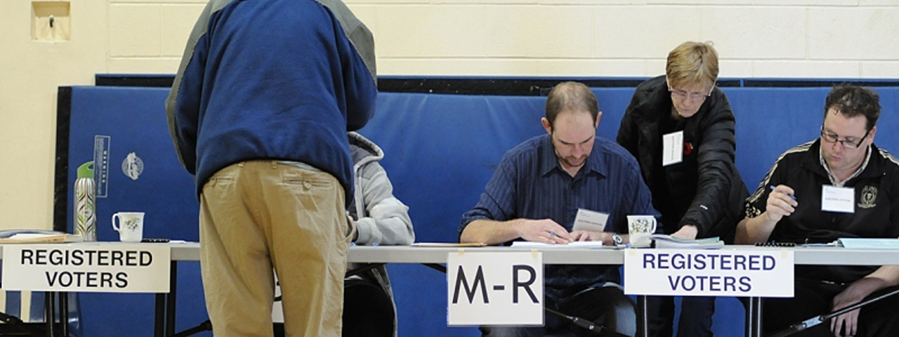 A photo of a voter's registration desk
