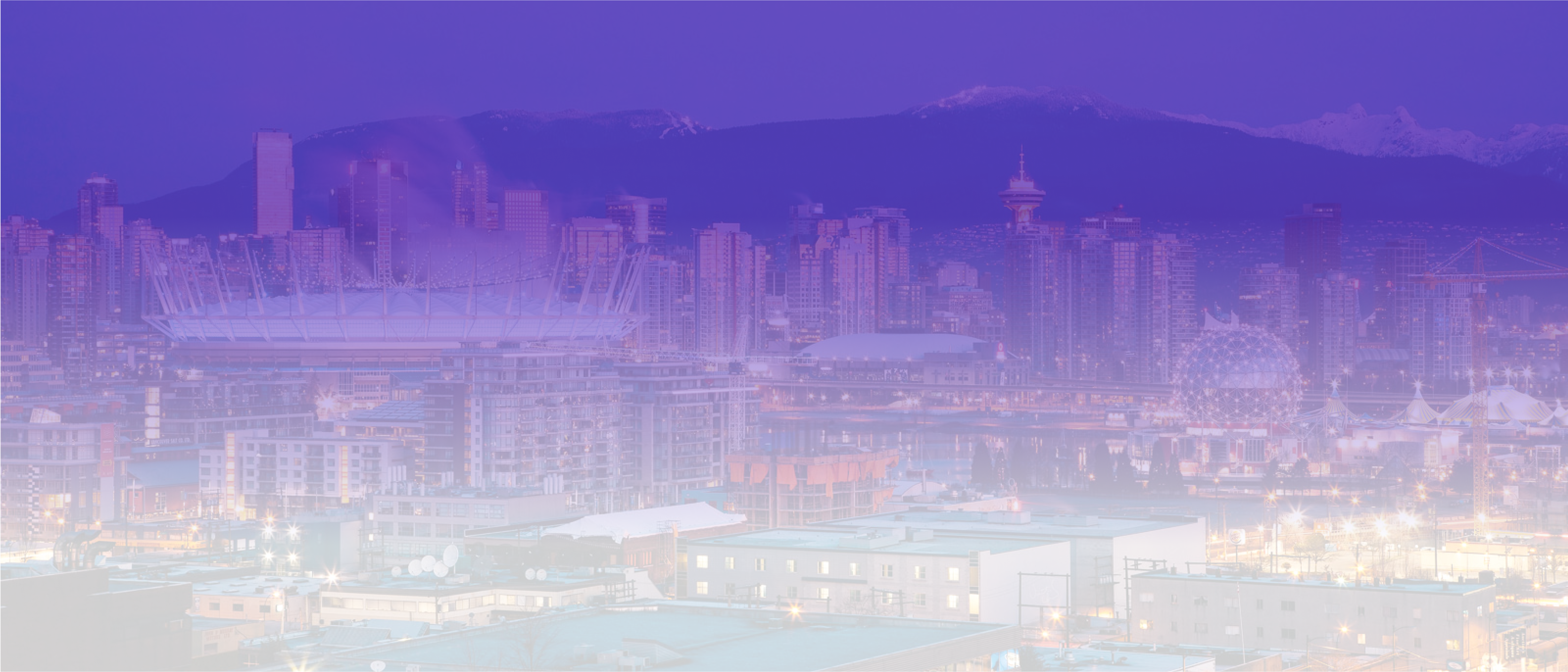 Banner Image of Vancouver Landscape with Purple Gradient